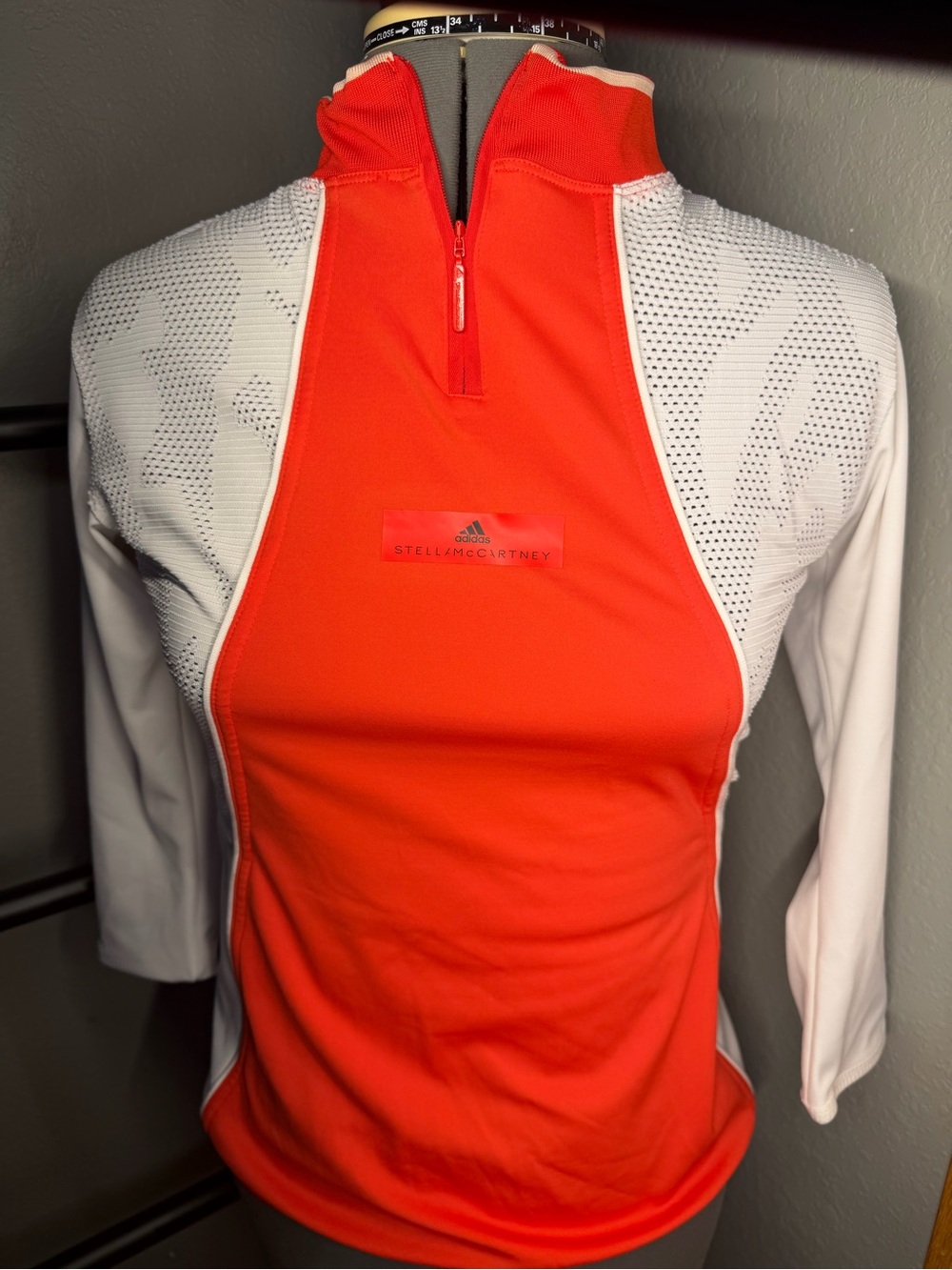 adidas Stella McCartney Orange and White Half-Zip Athletic Top Womens MED